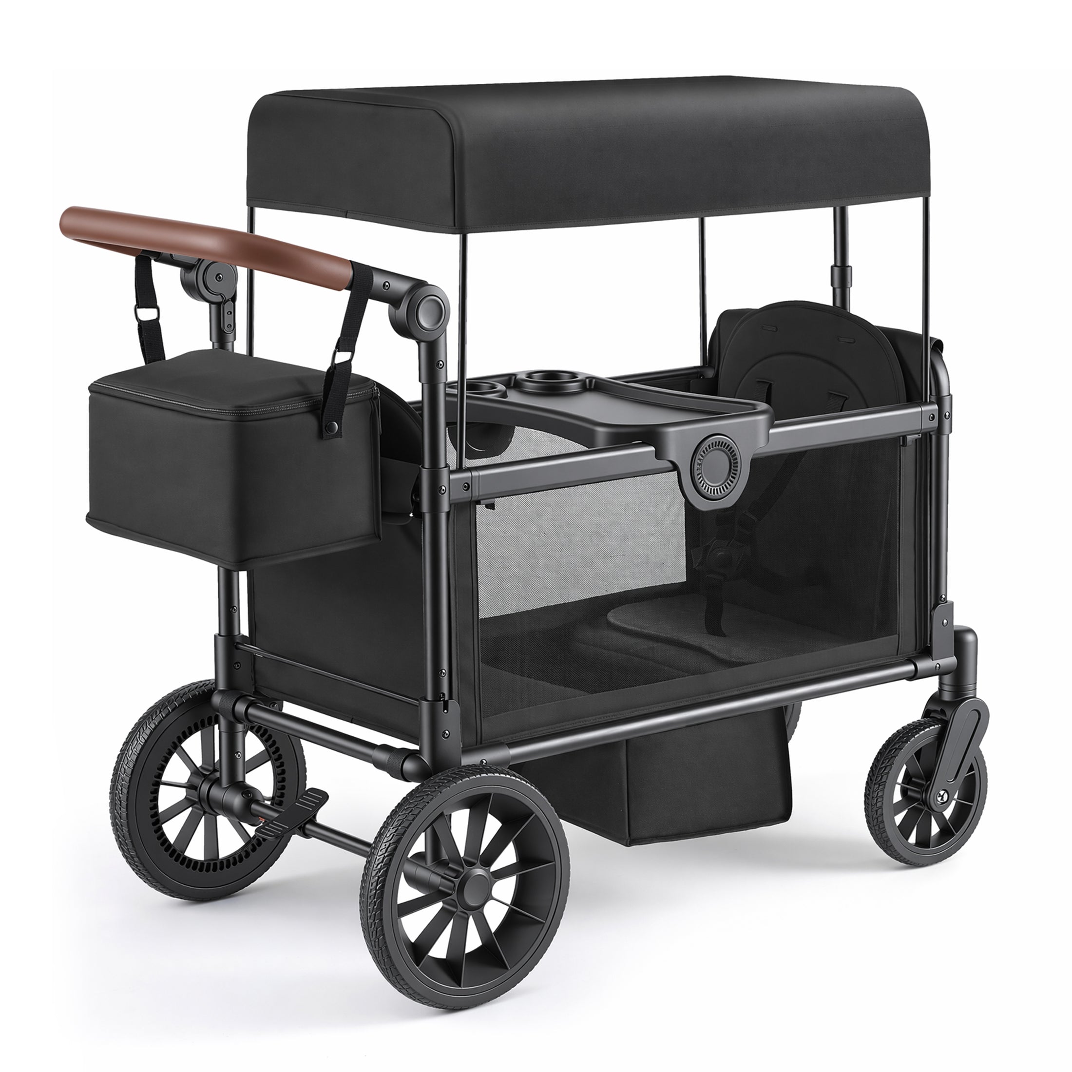 HARPPA Stroller Wagon for 2 Kids, 2 Seater Foldable Wagon Stroller with 5-Point Harness, Bench Seat, Outdoor Toddler Stroller