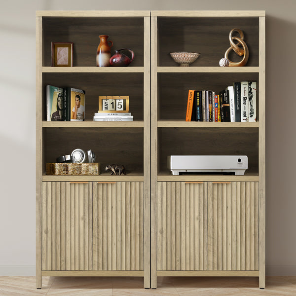 ARKANTOS 5 Shelf Bookcase with Doors Adjustable Shelf and Storage Cabinet