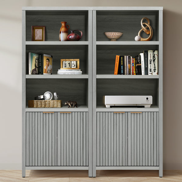 ARKANTOS 5 Shelf Bookcase with Doors Adjustable Shelf and Storage Cabinet