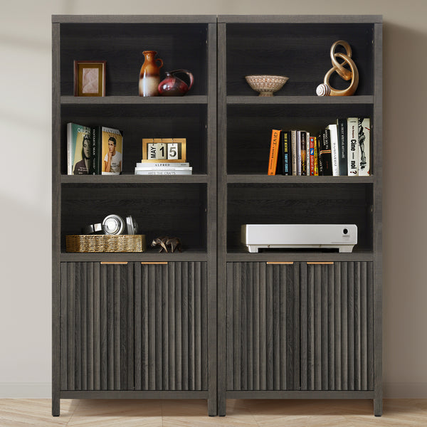 ARKANTOS 5 Shelf Bookcase with Doors Adjustable Shelf and Storage Cabinet