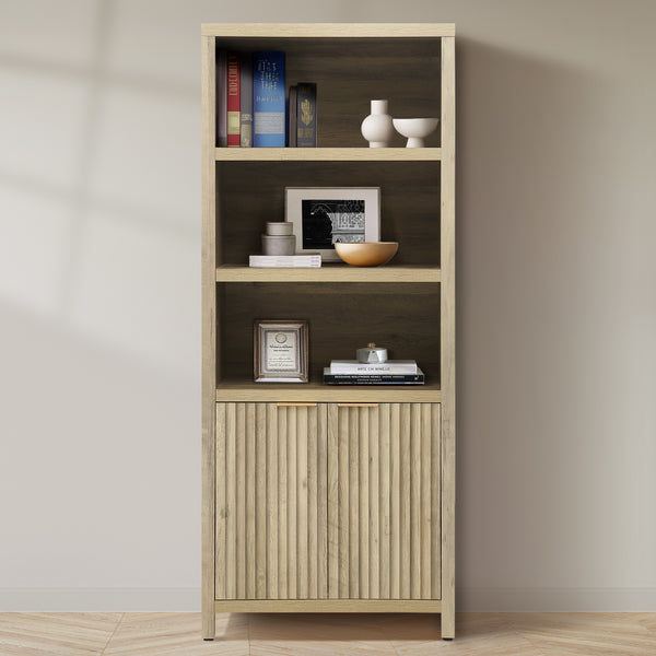ARKANTOS 5 Shelf Bookcase with Doors Adjustable Shelf and Storage Cabinet