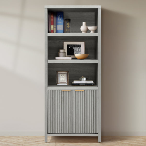 ARKANTOS 5 Shelf Bookcase with Doors Adjustable Shelf and Storage Cabinet