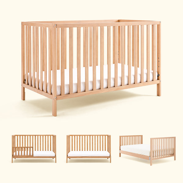 HARPPA 5-in-1 Convertible Baby Crib for Infant to Toddler,Baby Bed,Natural