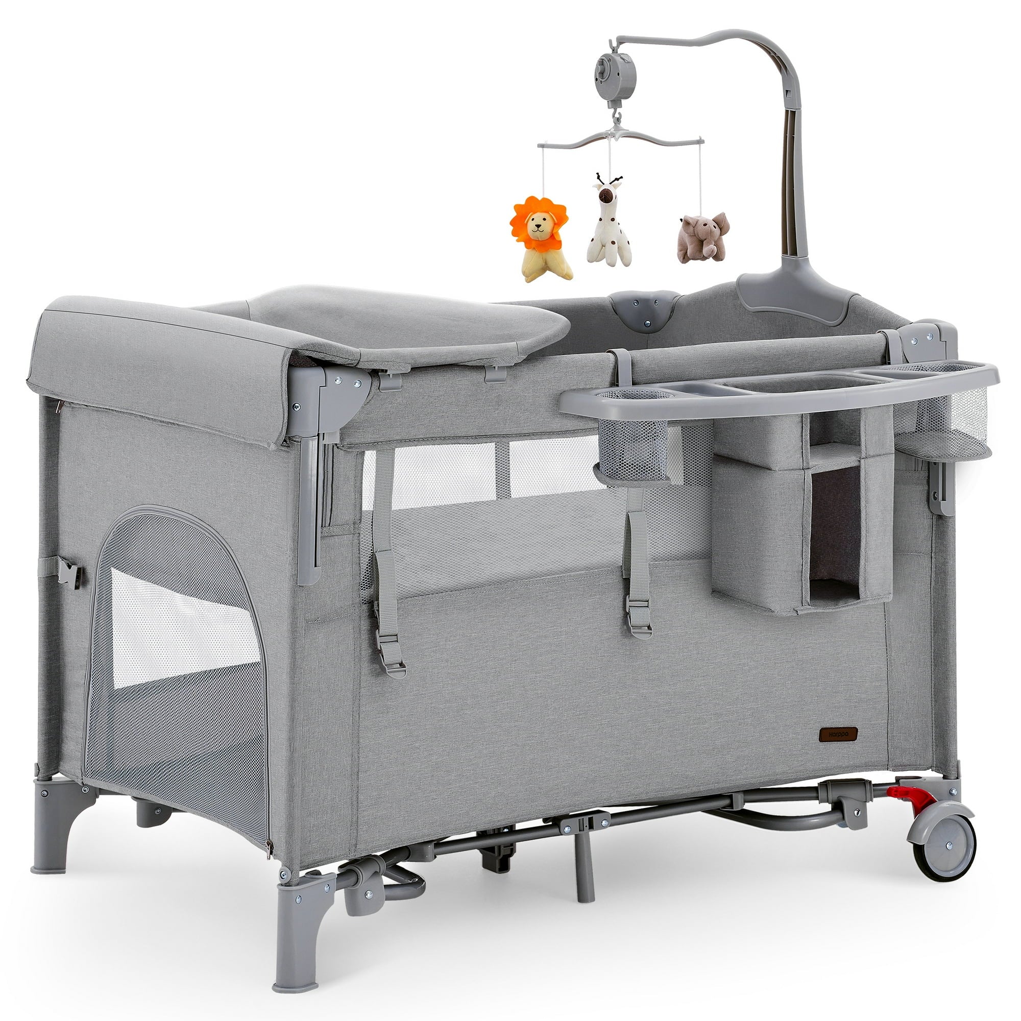 HARPPA 5 in 1 Portable Playard and Bassinet Bedside Sleeper for Newborn to Toddler, Unisex