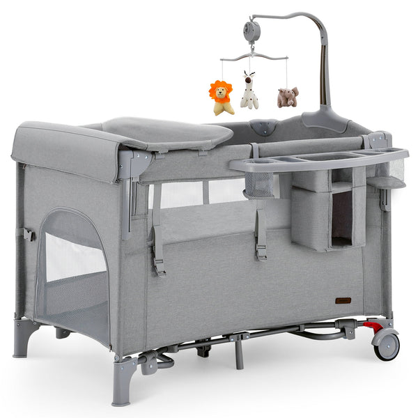 HARPPA 5 in 1 Portable Playard and Bassinet Bedside Sleeper for Newborn to Toddler, Unisex