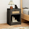 ARKANTOS Rattan Nightstand with Charging Station Bedside Table with Drawers