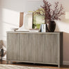 ARKANTOS 4-Door Sideboard Buffet Cabinet with Adjustable Shelves, Wave-pattern Panel, Coastal Oak