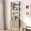 ARKANTOS 5-Tier Ladder Shelf Bookshelf, Wall-Mounted Bookcase with Fluted Cabinet