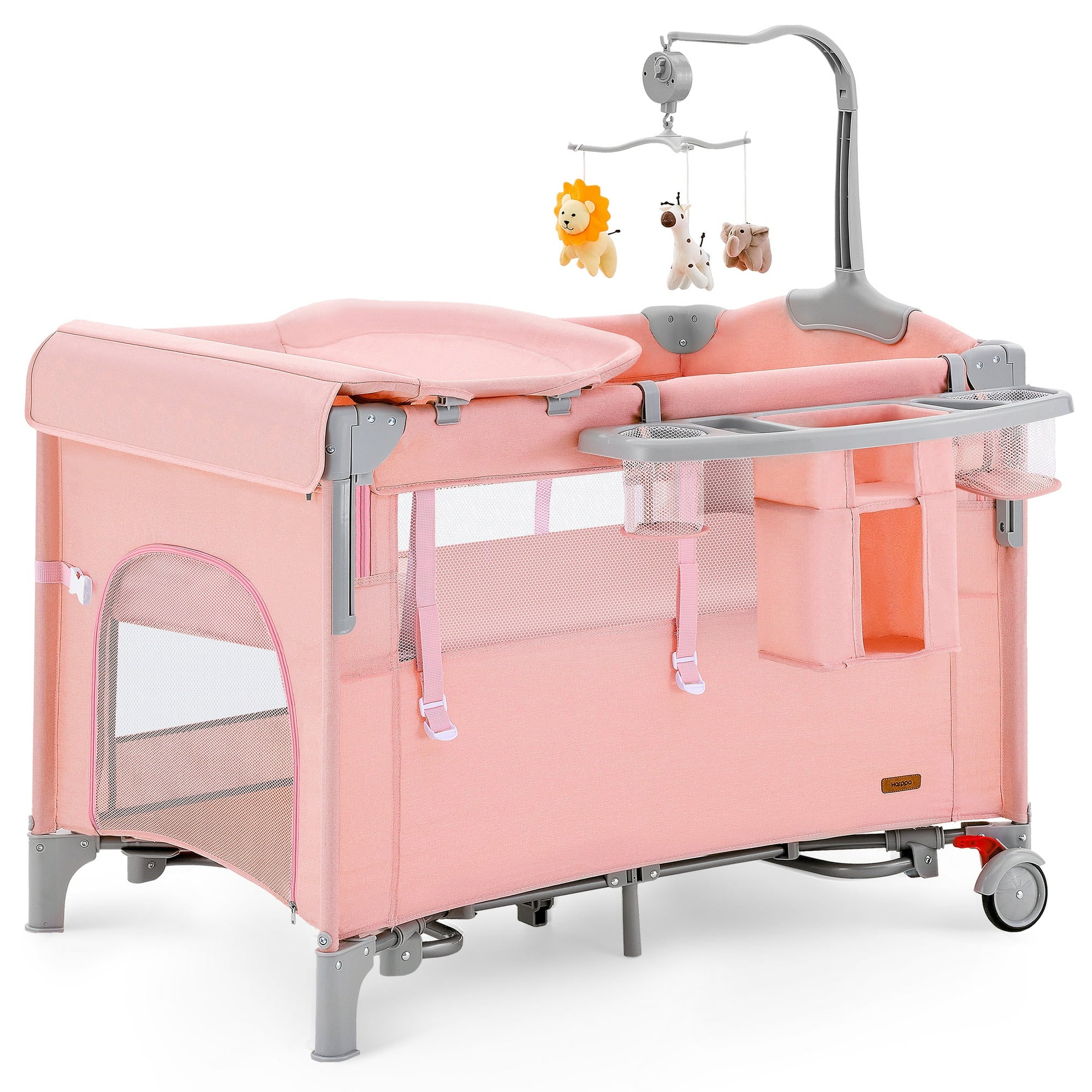 HARPPA 5 in 1 Portable Playard and Bassinet Bedside Sleeper for Newborn to Toddler, Unisex