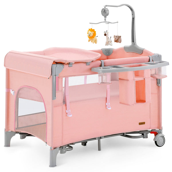 HARPPA 5 in 1 Portable Playard and Bassinet Bedside Sleeper for Newborn to Toddler, Unisex