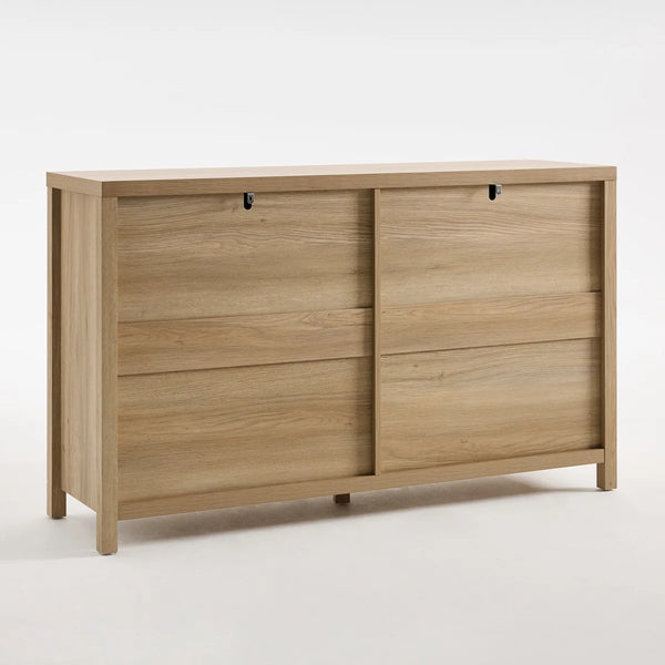 ARKANTOS Fluted Sideboard Buffet Cabinet with 4 Doors, 56" Farmhouse Coffee Bar Cabinet with Adjustable Shelves, Storage Credenza for Living Room Kitchen Hallway, Gold