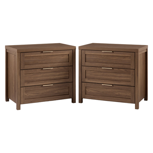 ARKANTOS Farmhouse Nightstand with 3 Drawers, Large Bedside Table Night Stand with Wood Handles, Wood Sofa Side End Table for Bedroom, Living Room