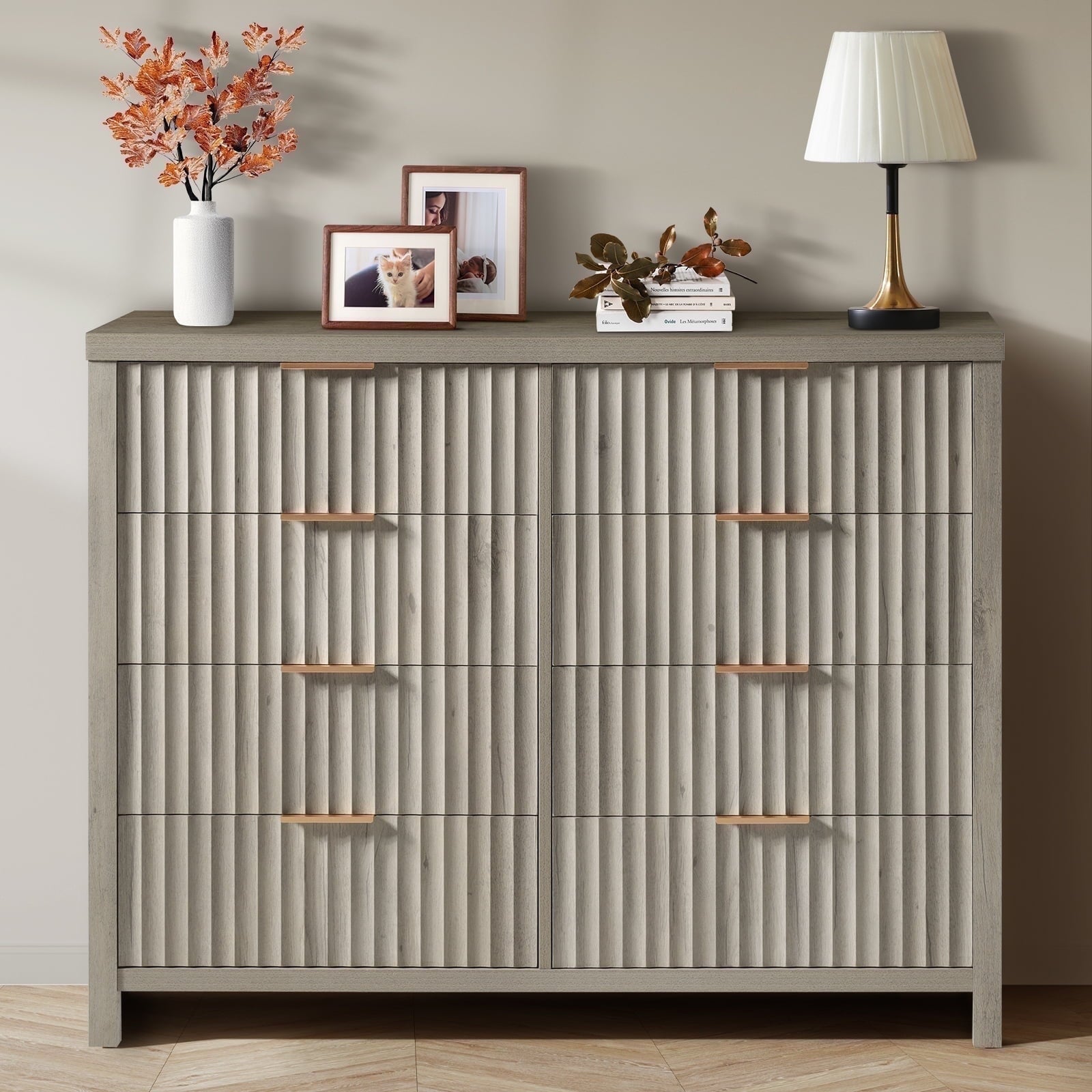 ARKANTOS Fluted  Drawer Dressers for Bedroom