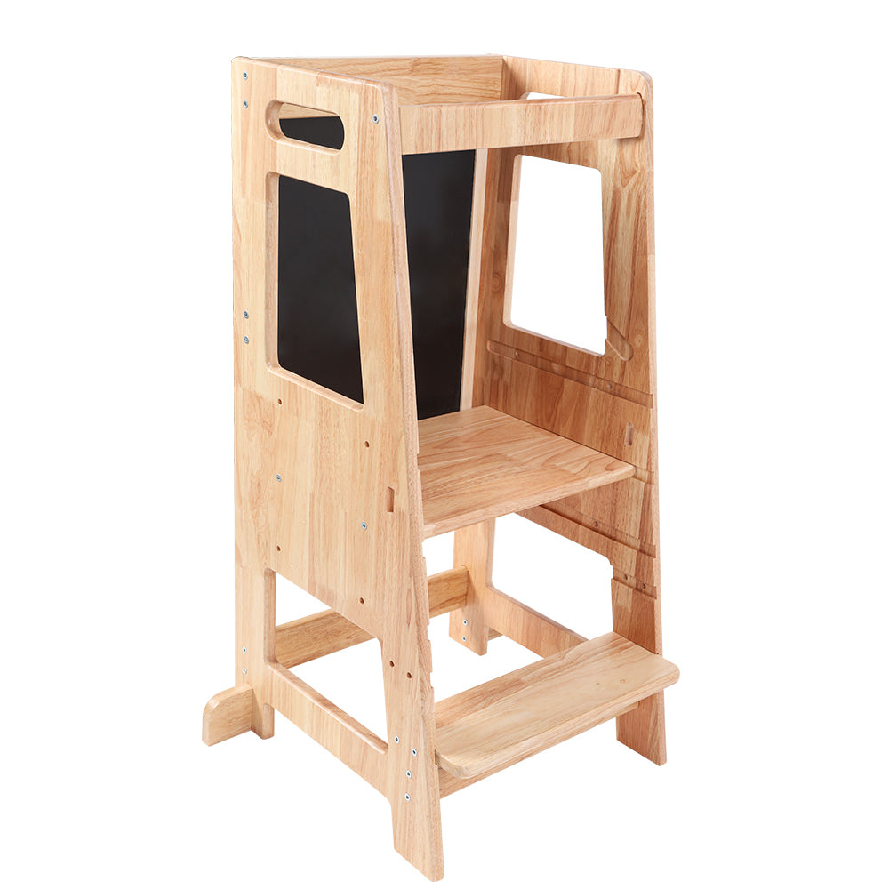 HARPPA oddler Kitchen Stools Helper with Adjustable Height and Anti-Slip Protection, Kids Standing Tower with Safety Rail, Toddlers Step Stool with Learning Chalkboard