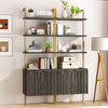 ARKANTOS 5-Tier Ladder Shelf Bookshelf, Wall-Mounted Bookcase with Fluted Cabinet
