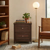 ARKANTOS 25" Farmhouse Nightstand Set of 2, Sofa End Table with Metal Handle 2 Drawers, Natural Wood Night Stand Bedside Table for Bedroom Living Room, Walnut