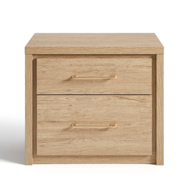 ARKANTOS Nightstands Set of 2 with 2 Deep Drawers, 27" Wide Modern Wooden Night Stand, Farmhouse Bedside Table, Sofa End Tables for Bedroom Living Room, Gold