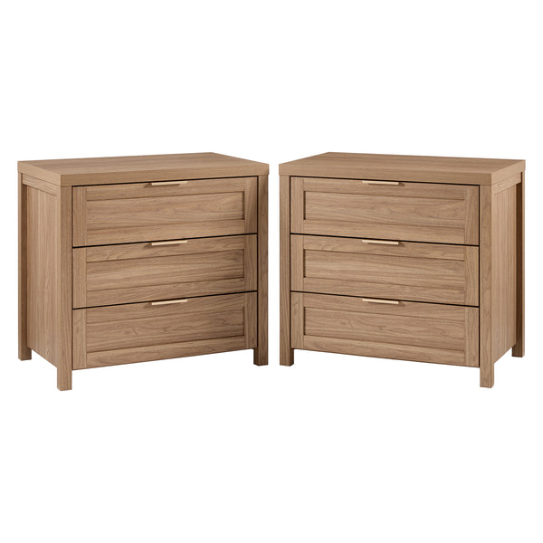 ARKANTOS Farmhouse Nightstand with 3 Drawers, Large Bedside Table Night Stand with Wood Handles, Wood Sofa Side End Table for Bedroom, Living Room