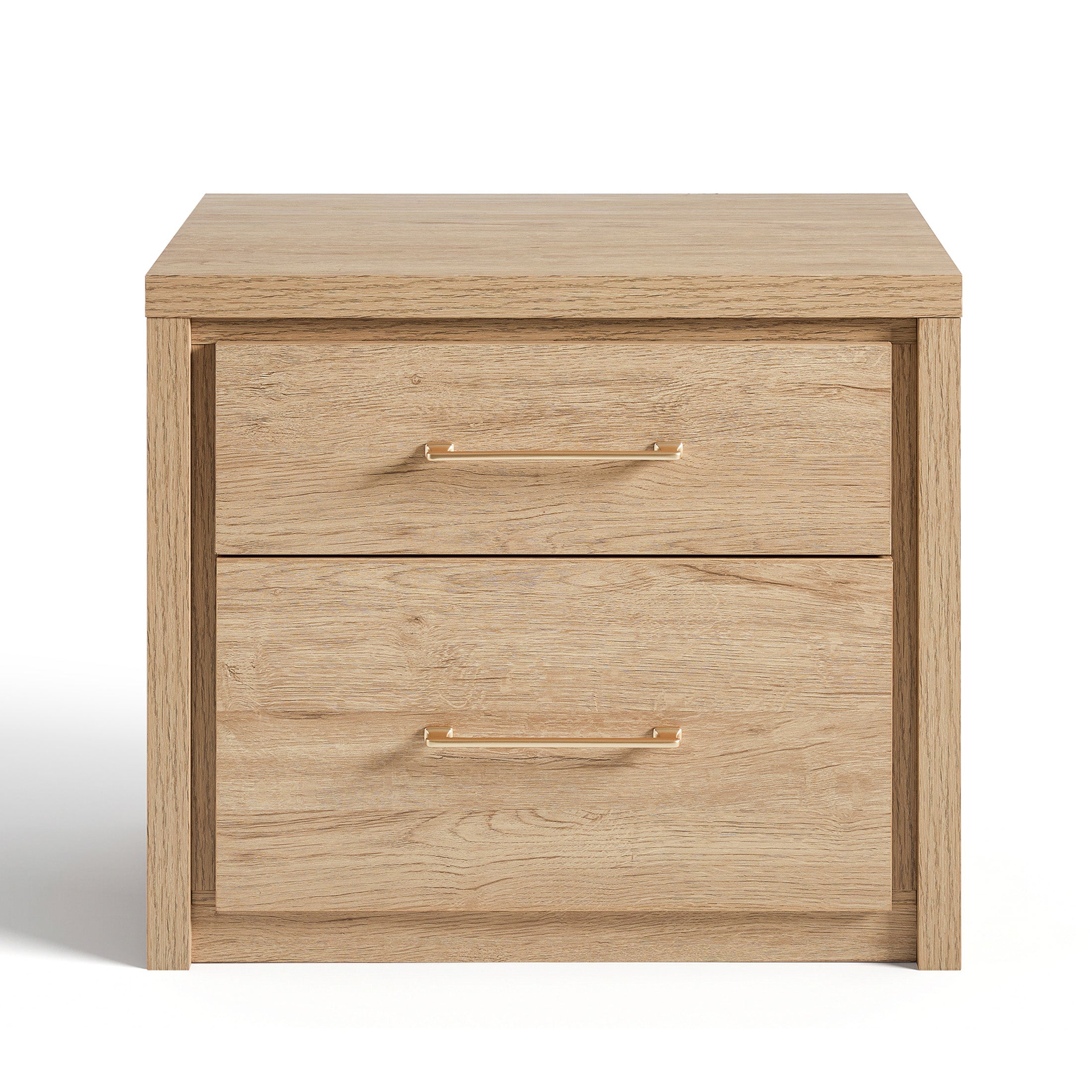 ARKANTOS Nightstand Bedside Table, Wooden Farmhouse Night Stand with 2 Drawers Storage, Boho Night Stands Sofa End Table for Bedroom Living Room, Gold