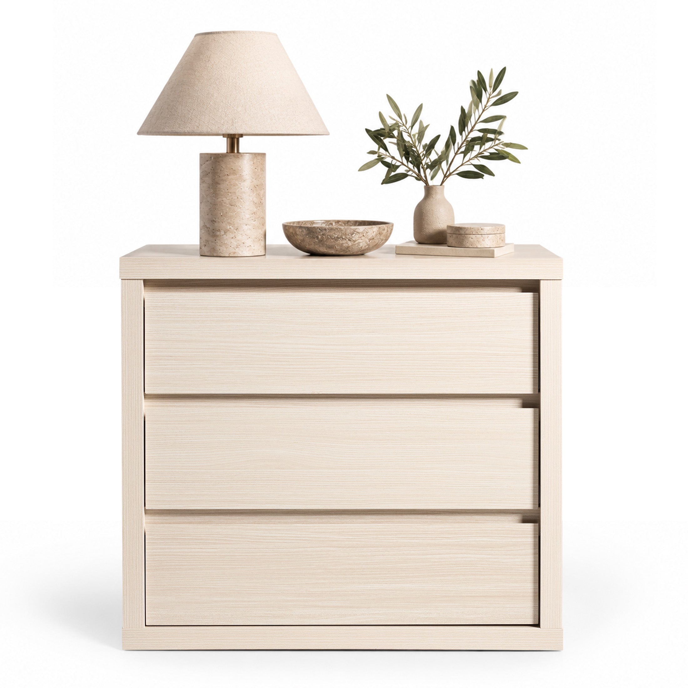 ARKANTOS Modern Nightstand with 3 Handleless Storage Drawers, Wooden Oversized Night stand Bedside Table for Bedroom, Sofa Couch, Living Room