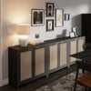 ARKANTOS Rattan Sideboard Buffet Cabinet, Farmhouse Storage Cabinet with Doors