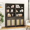 ARKANTOS Rattan 5 Shelf Bookcase with Doors Adjustable Shelf and Storage Cabinet