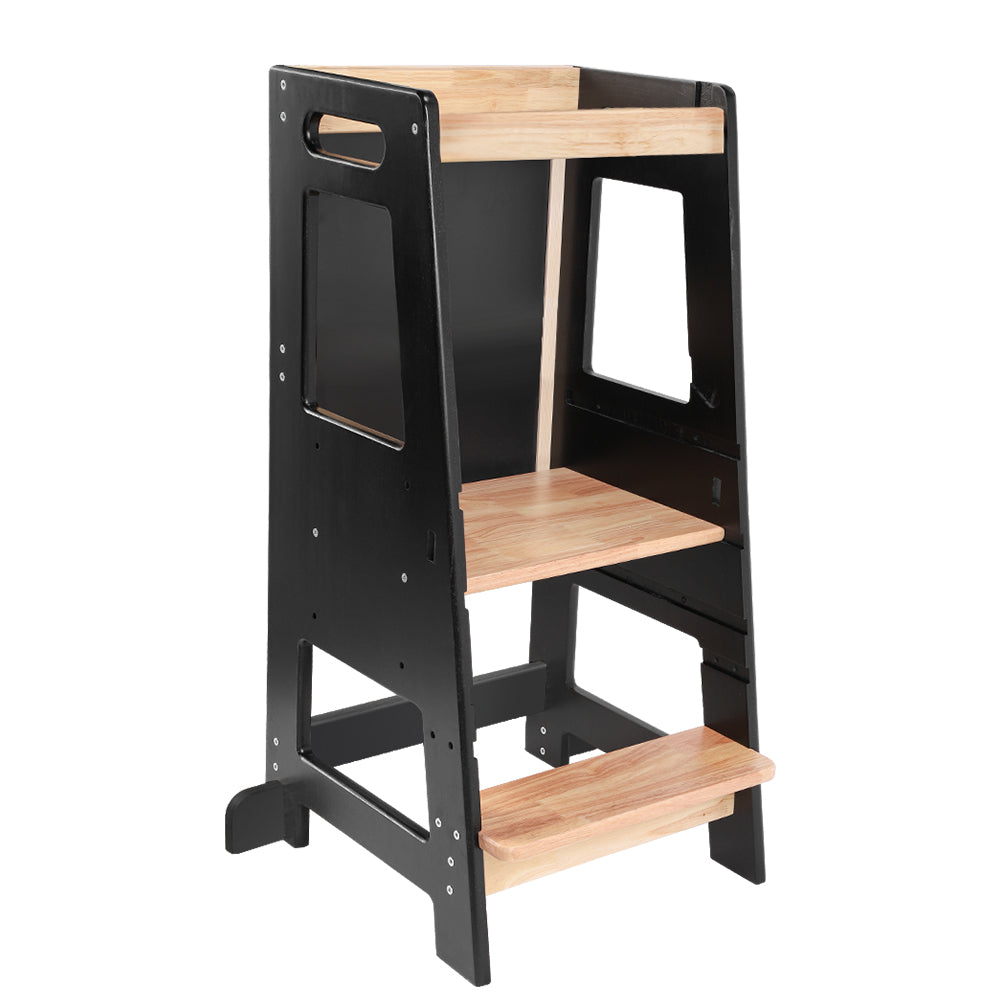 HARPPA oddler Kitchen Stools Helper with Adjustable Height and Anti-Slip Protection, Kids Standing Tower with Safety Rail, Toddlers Step Stool with Learning Chalkboard