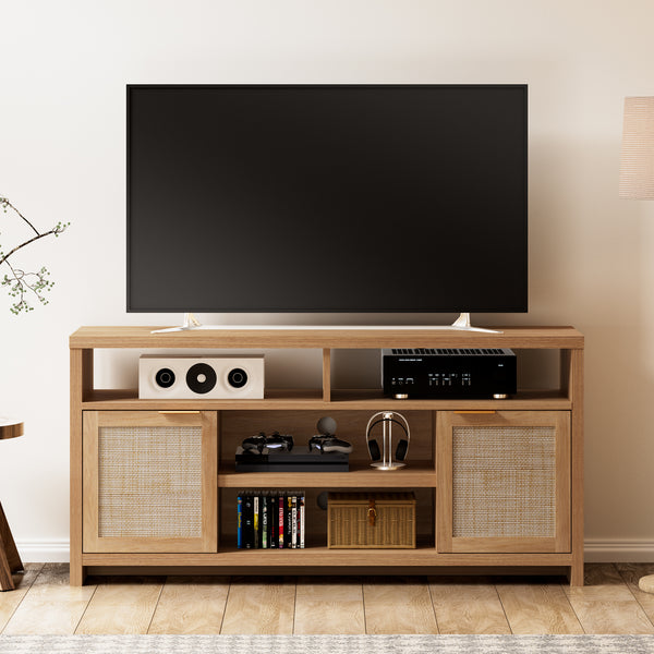 ARKANTOS Rattan TV Stand for 65 inch TV,Tall TV Console for Living Room