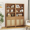 ARKANTOS Rattan 5 Shelf Bookcase with Doors Adjustable Shelf and Storage Cabinet
