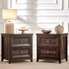 ARKANTOS 25" Farmhouse Nightstand Set of 2, Sofa End Table with Metal Handle 2 Drawers, Natural Wood Night Stand Bedside Table for Bedroom Living Room, Walnut