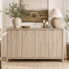 ARKANTOS Fluted Sideboard Buffet Cabinet with 4 Doors, 56" Farmhouse Coffee Bar Cabinet with Adjustable Shelves, Storage Credenza for Living Room Kitchen Hallway, Light Oak