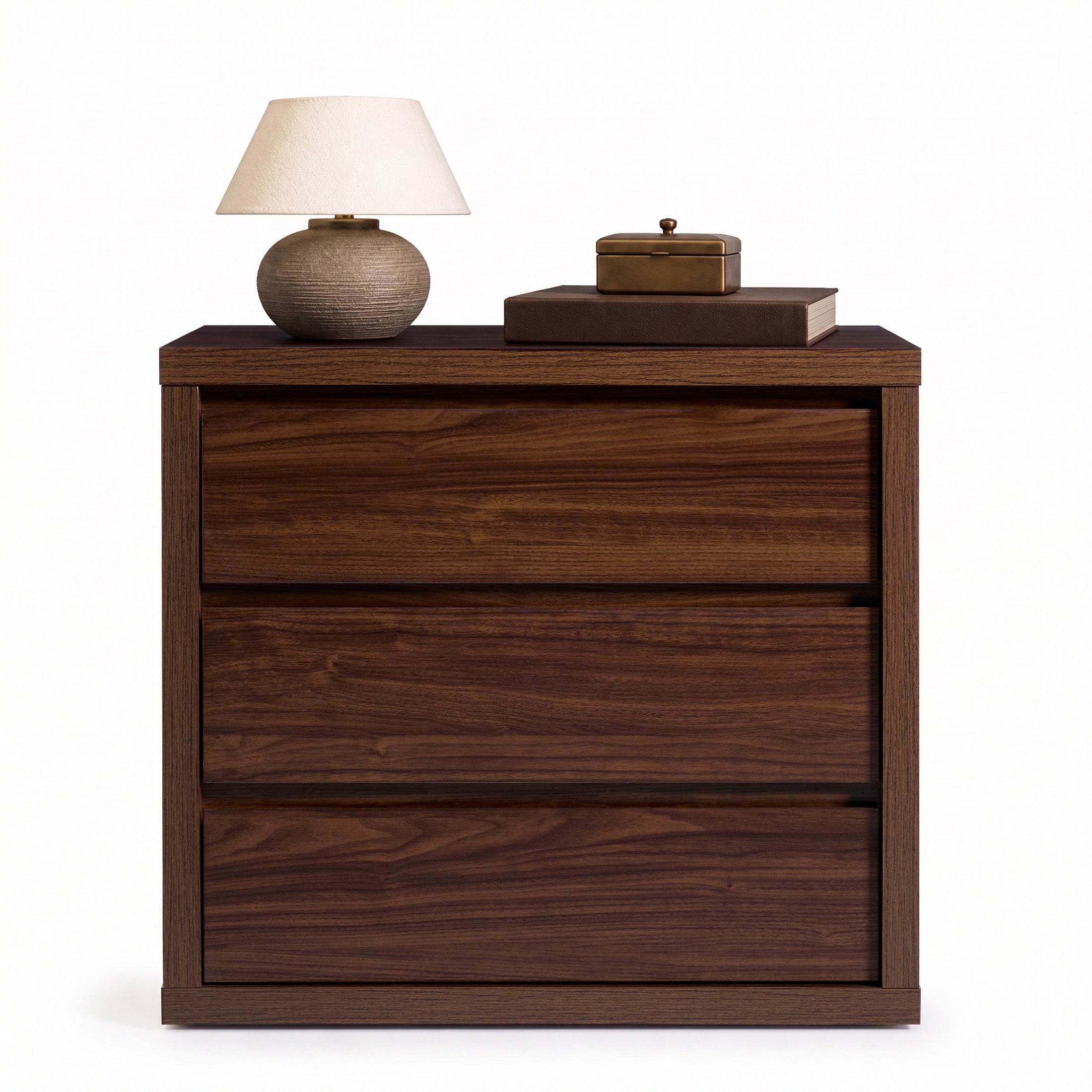 ARKANTOS Modern Nightstand with 3 Handleless Storage Drawers, Wooden Oversized Night stand Bedside Table for Bedroom, Sofa Couch, Living Room