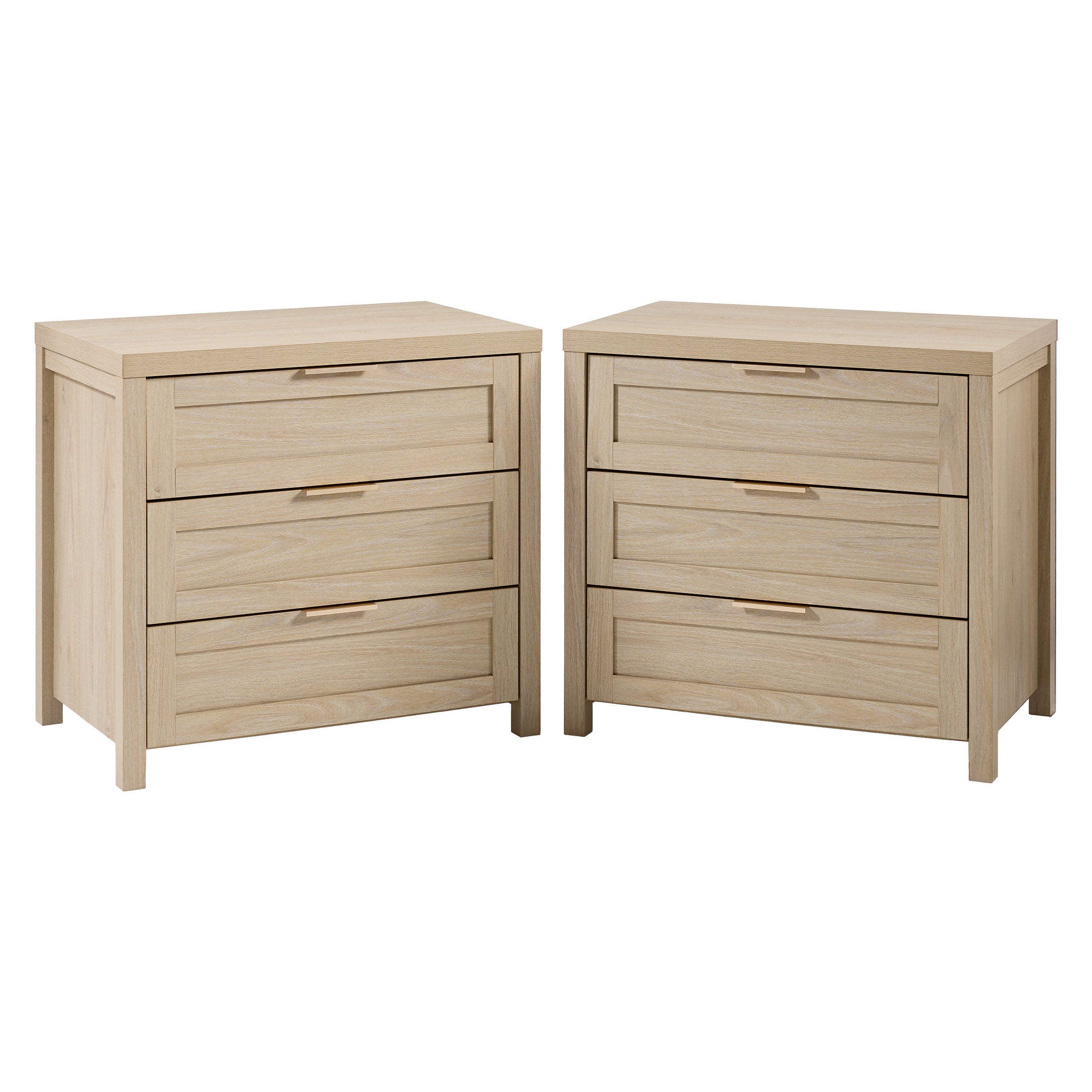 ARKANTOS Farmhouse Nightstand with 3 Drawers, Large Bedside Table Night Stand with Wood Handles, Wood Sofa Side End Table for Bedroom, Living Room