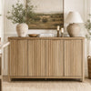 ARKANTOS Fluted Sideboard Buffet Cabinet with 4 Doors, 56" Farmhouse Coffee Bar Cabinet with Adjustable Shelves, Storage Credenza for Living Room Kitchen Hallway, Gold