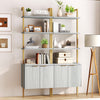ARKANTOS 5-Tier Ladder Shelf Bookshelf, Wall-Mounted Bookcase with Fluted Cabinet