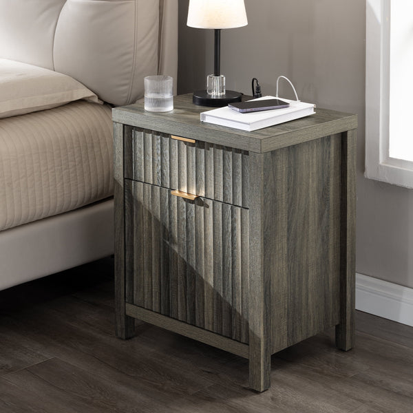 ARKANTOS 2 Drawer Nightstand with Charging Station