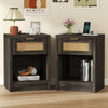 ARKANTOS Rattan Nightstand with Charging Station Bedside Table with Drawers