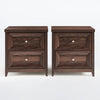 ARKANTOS 25" Farmhouse Nightstand Set of 2, Sofa End Table with Metal Handle 2 Drawers, Natural Wood Night Stand Bedside Table for Bedroom Living Room, Walnut