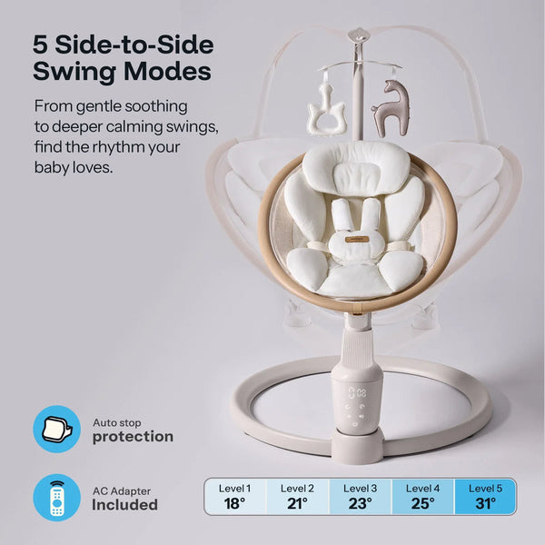HARPPA Electric Baby Swing for Infants with Remote Control, 5 Speeds, 10 Melodies, Timer