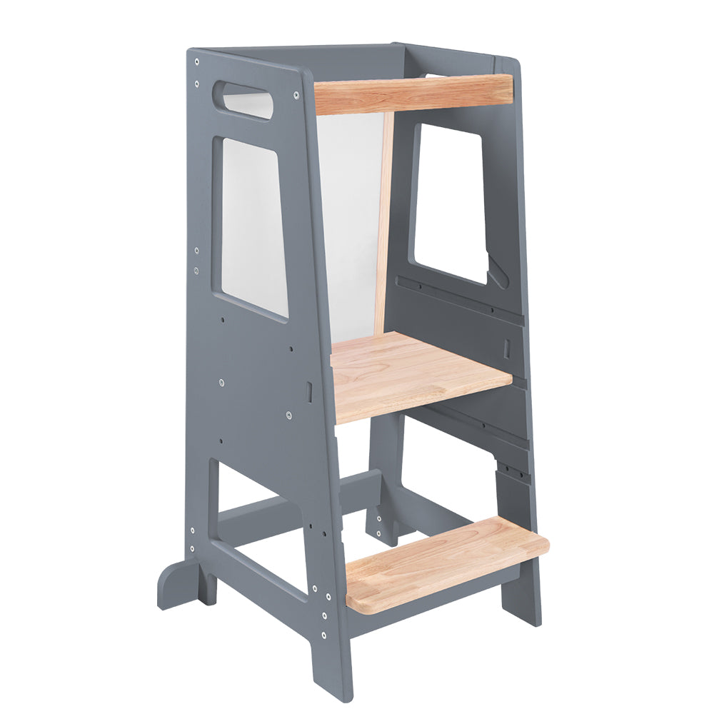 HARPPA oddler Kitchen Stools Helper with Adjustable Height and Anti-Slip Protection, Kids Standing Tower with Safety Rail, Toddlers Step Stool with Learning Chalkboard