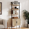 ARKANTOS Ladder Bookshelf 5 Tier Adjustable Shelf Rattan Cabinet Wall Mounted Shelves