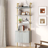 ARKANTOS 5-Tier Ladder Shelf Bookshelf, Wall-Mounted Bookcase with Fluted Cabinet