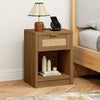 ARKANTOS Rattan Nightstand with Charging Station Bedside Table with Drawers