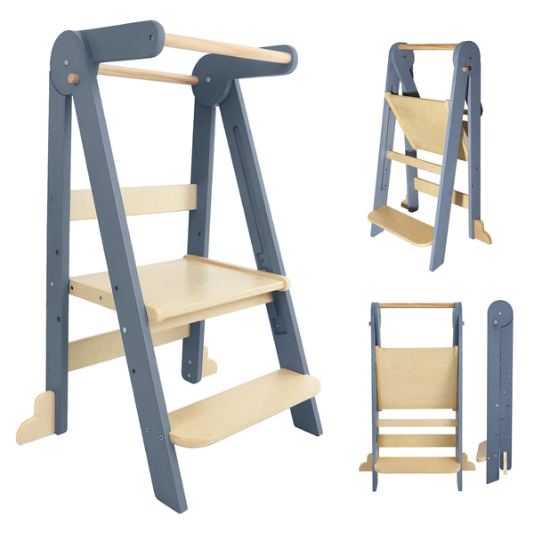 HARPPA Foldable Toddler Kitchen Tower, Standing Tower for Kids Age 1.5-6 Years