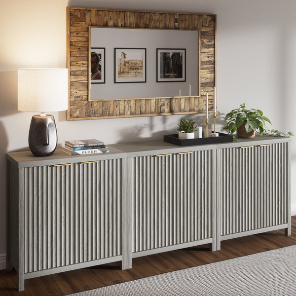 ARKANTOS Sideboard Buffet Cabinet with Fluted Panel Doors and Shelves