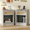 ARKANTOS Rattan Nightstand with Charging Station Bedside Table with Drawers