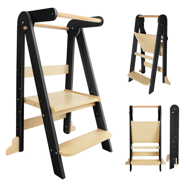 HARPPA Foldable Toddler Kitchen Tower, Standing Tower for Kids Age 1.5-6 Years