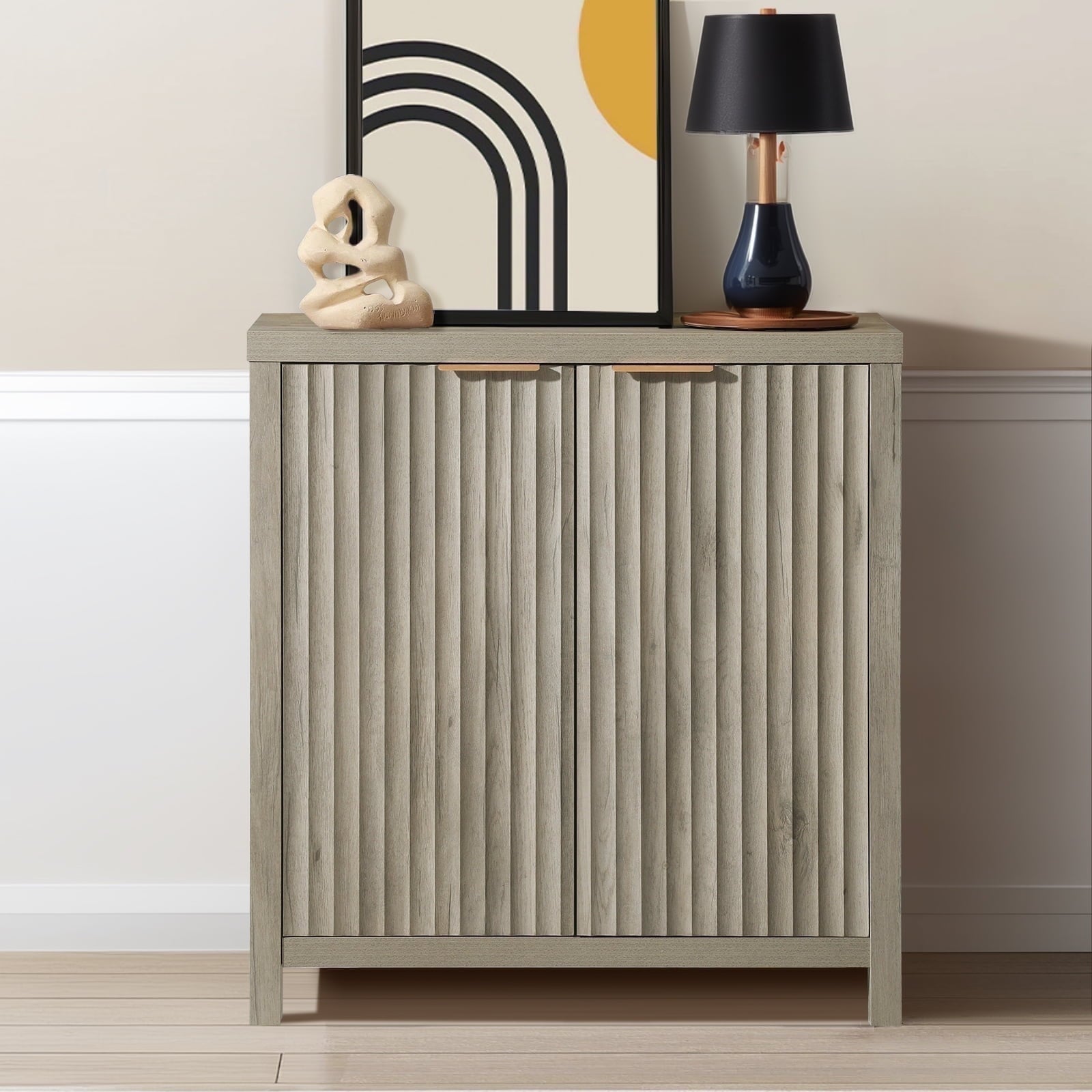 ARKANTOS Sideboard Buffet Cabinet with Fluted Panel Doors and Shelves
