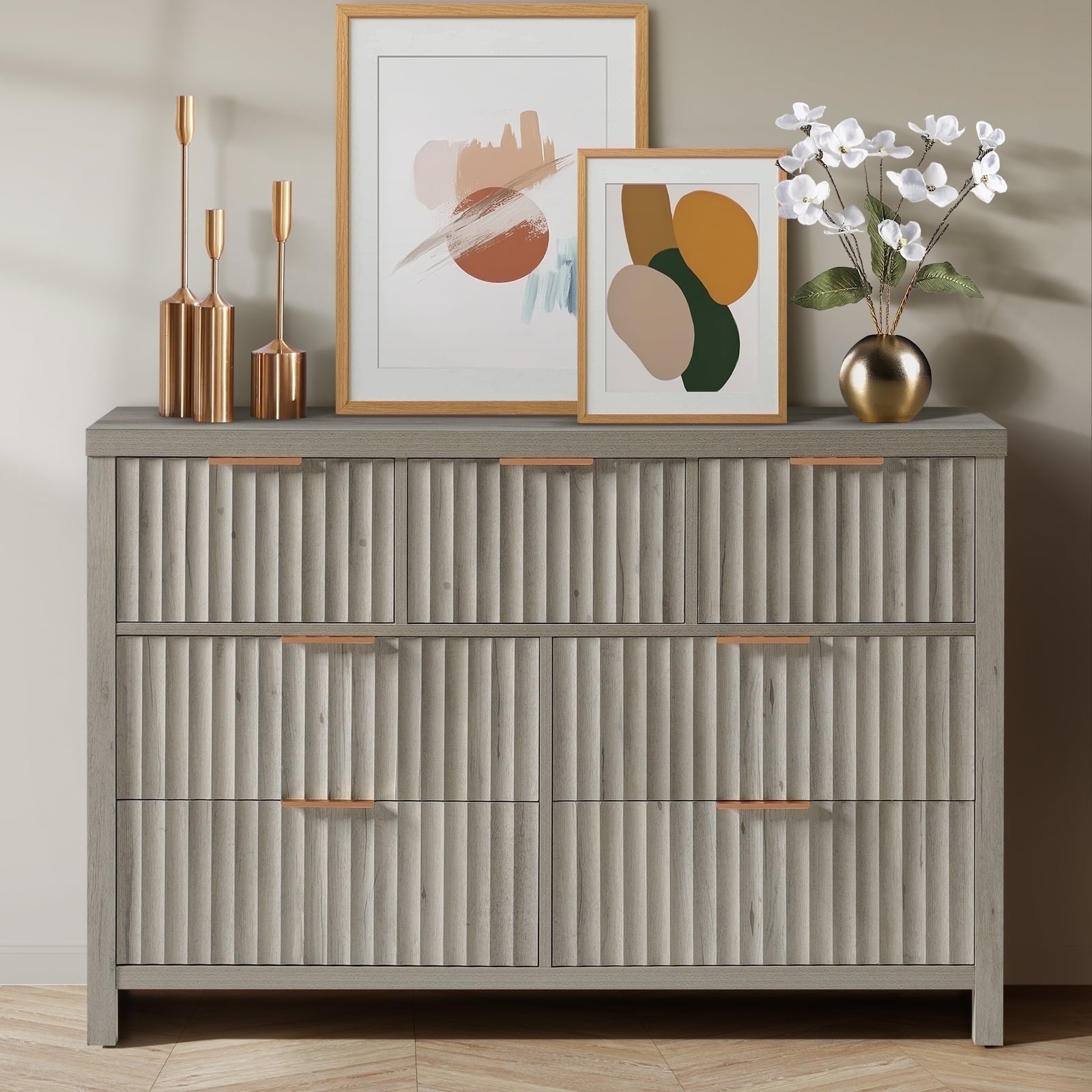 ARKANTOS Fluted  Drawer Dressers for Bedroom