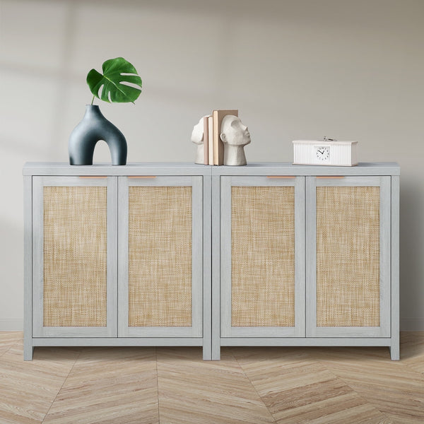 ARKANTOS Rattan Sideboard Buffet Cabinet, Farmhouse Storage Cabinet with Doors